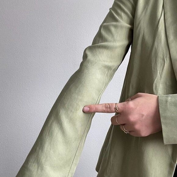 The Classics Paris NWT Womens Celeste Green Minimalist Blazer Trouser Set Sz M - Picture 8 of 11